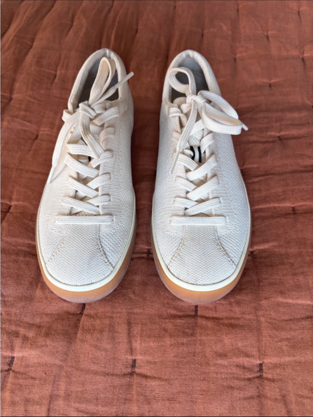 Rothy's Cream Canvas Lace-Up Sneakers with Gum Sole